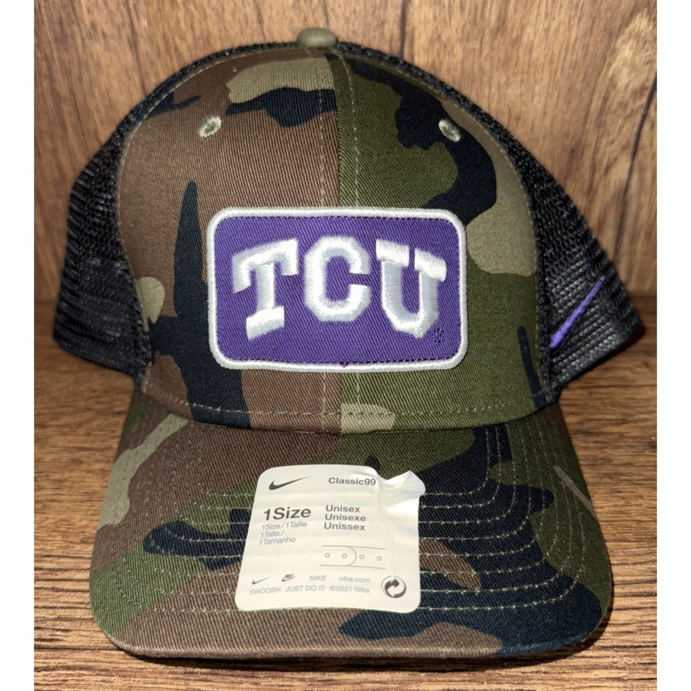 NEW Nike TCU Horned Frogs NCAA Camo Snapback Adjustable Hat Cap